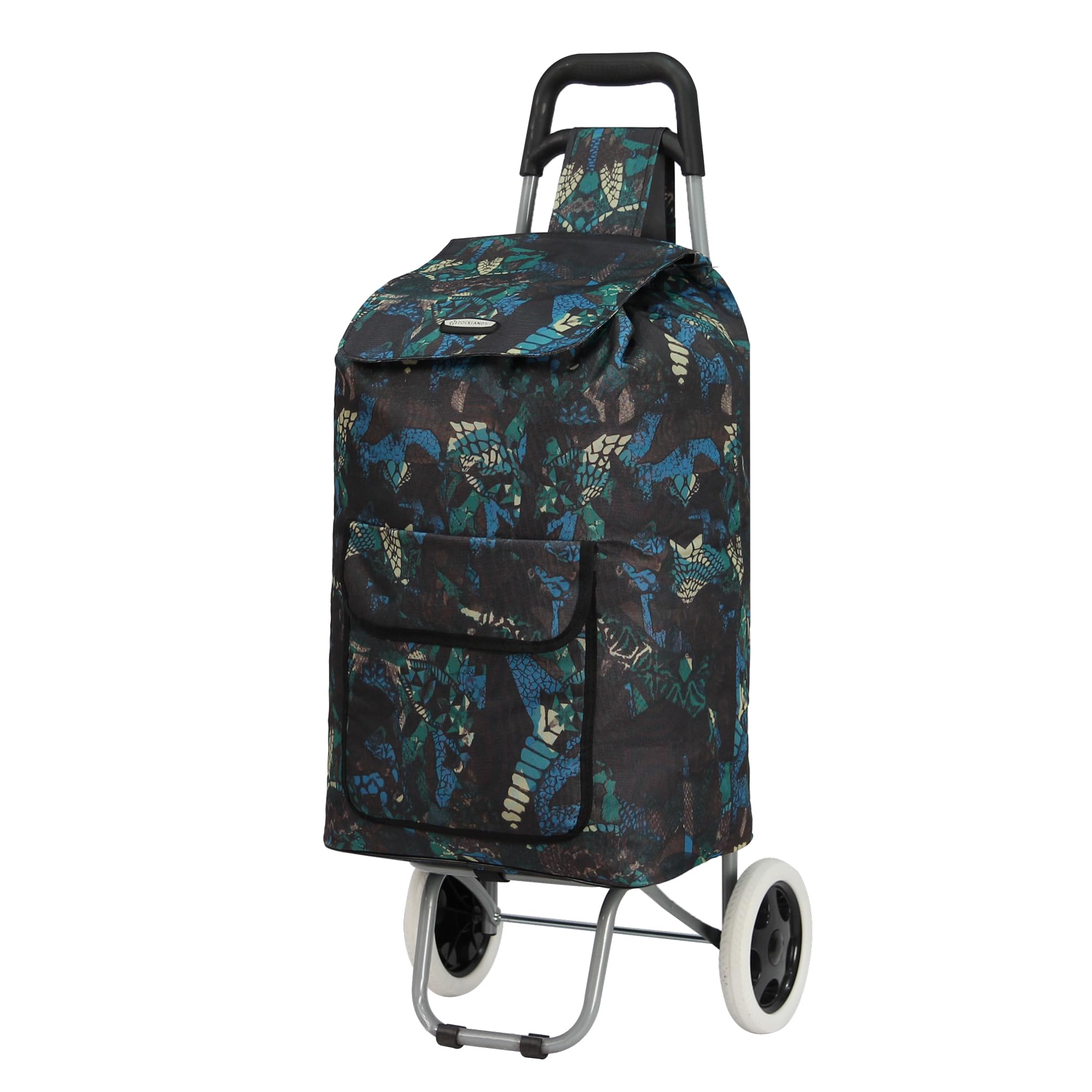 ARIANA Lightweight 2 Wheel Large Shopping Trolley Shopping Cart Grocery Bag Shopper - ST54 (Printed- Black/Blue)