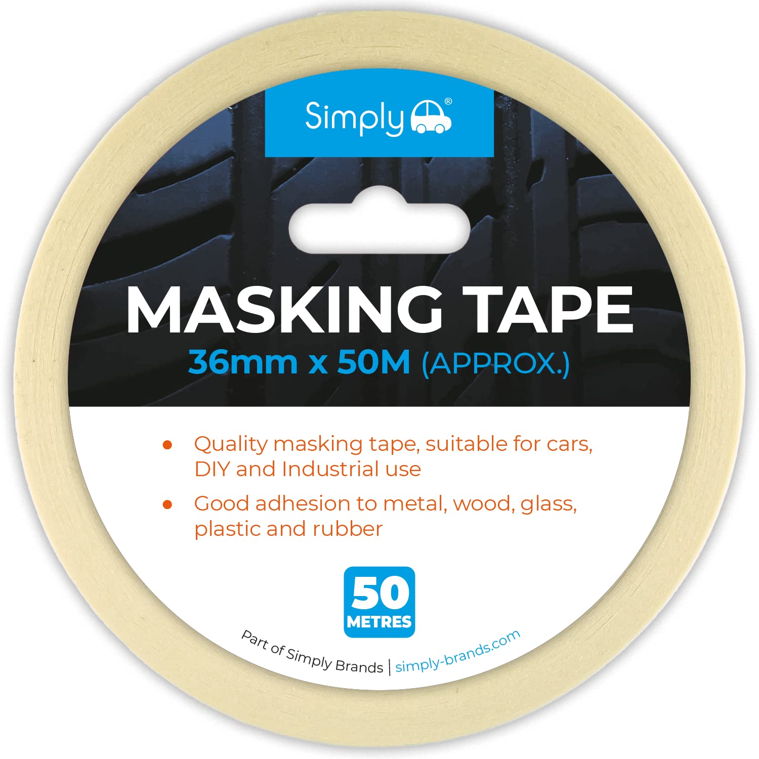 Simply Auto SMT36 36mm x 50m Masking Tape Car Painting & Auto Detailing Tape