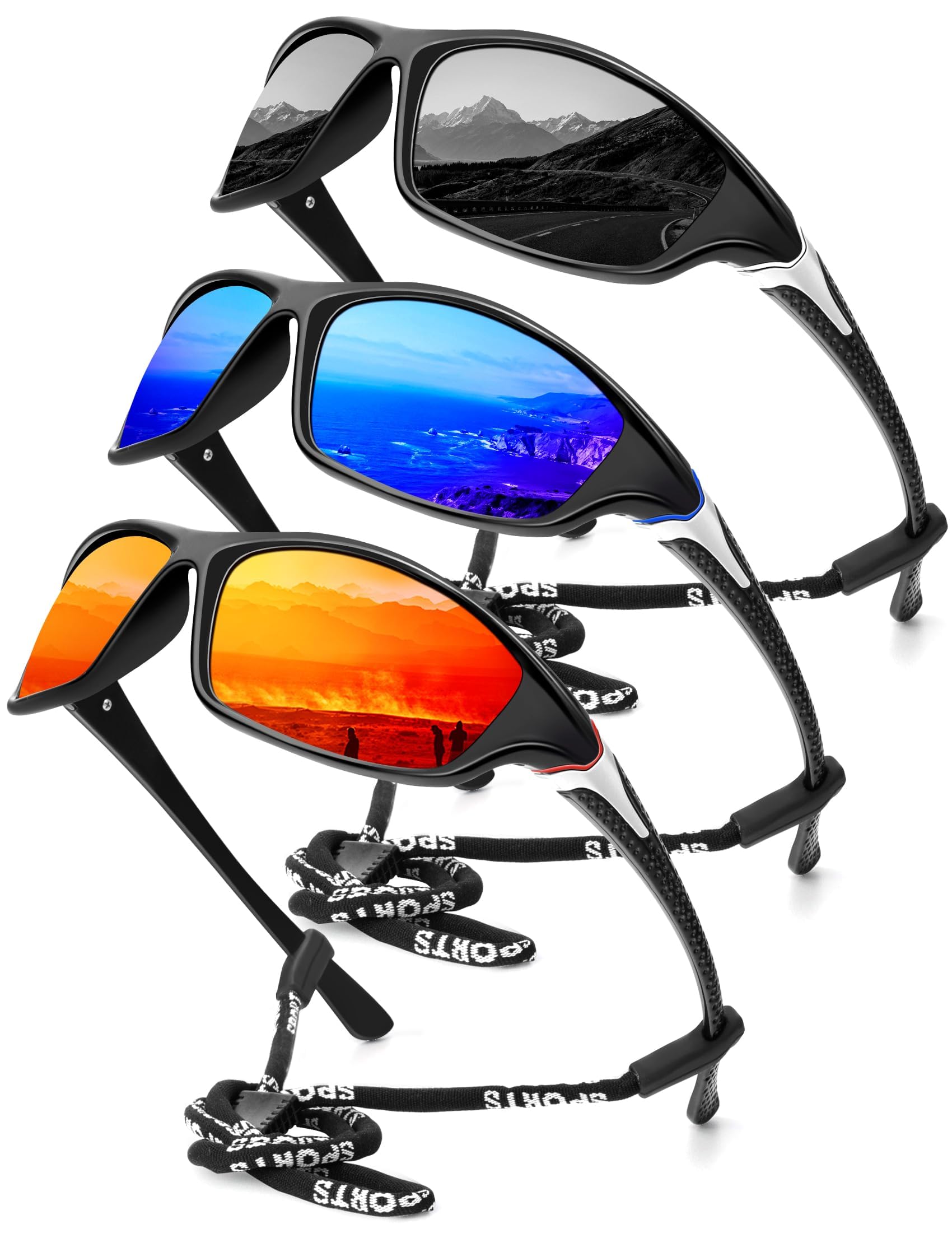 KALIYADI 4 Pack Polarized Sunglasses-Men Sports Sun-glasses: Mens Sunglasses UV Protection for Fishing Driving Cycling