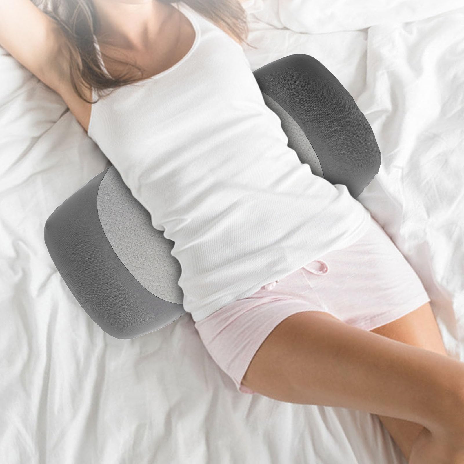 Pilipane Supporto lombare, cuscino lombare, per alleviare il dolore, ergonomico, traspirante, in memory foam, per seggiolino auto, sedia da ufficio, letto (nero e grigio)