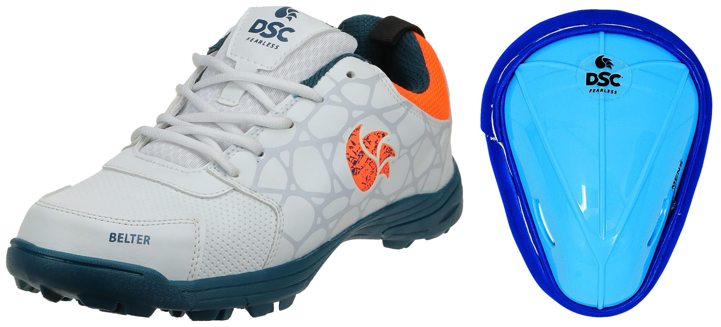 Belter Cricket Shoes for Mens, Size-8, Teal Blue & DSC Attitude Cricket Abdominal Guard Men, Multicolor-image-48