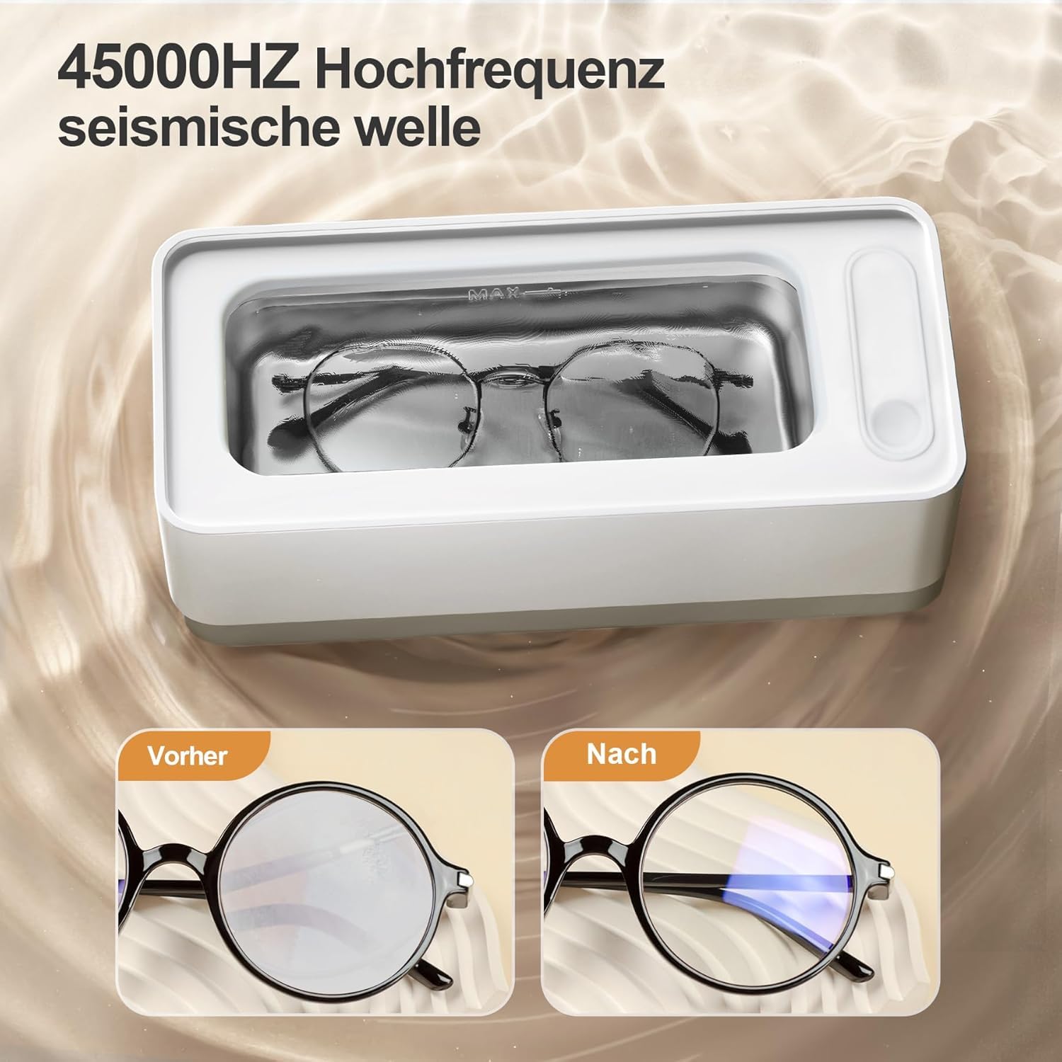 Jewelry Cleaner,Clean Machine Professional Sonic Portable Household Cleaner for Cleaning Jewelry,Eyeglass, Watches,Coins, Makeup Brush — view 3
