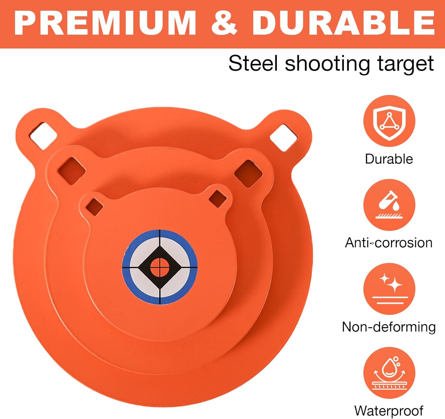 AR500 Steel Targets Combo, Metal Gong Silhouette Targets for Shooting Range Outdoor