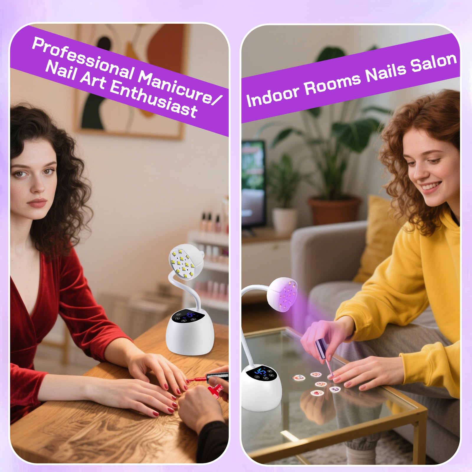 LED Mini Lámpara de Uñas, 36W Mini Lámpara UV Uñas con Sensor Automático Inteligente y 4 Modos de Temporizador, Portátil Recargable Secador de Uñas, Pequeña Secadora de Uñas para Hogar y Salón