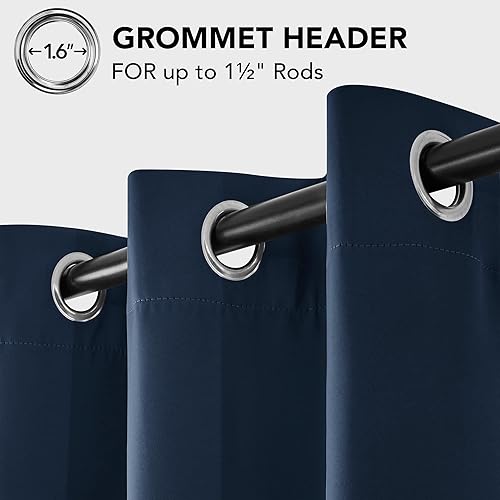 Miniatura 4 de Deconovo 2 paneles de cortinas opacas de protección de privacidad color azul marino con bloqueo de ruido negro con aislamiento térmico para