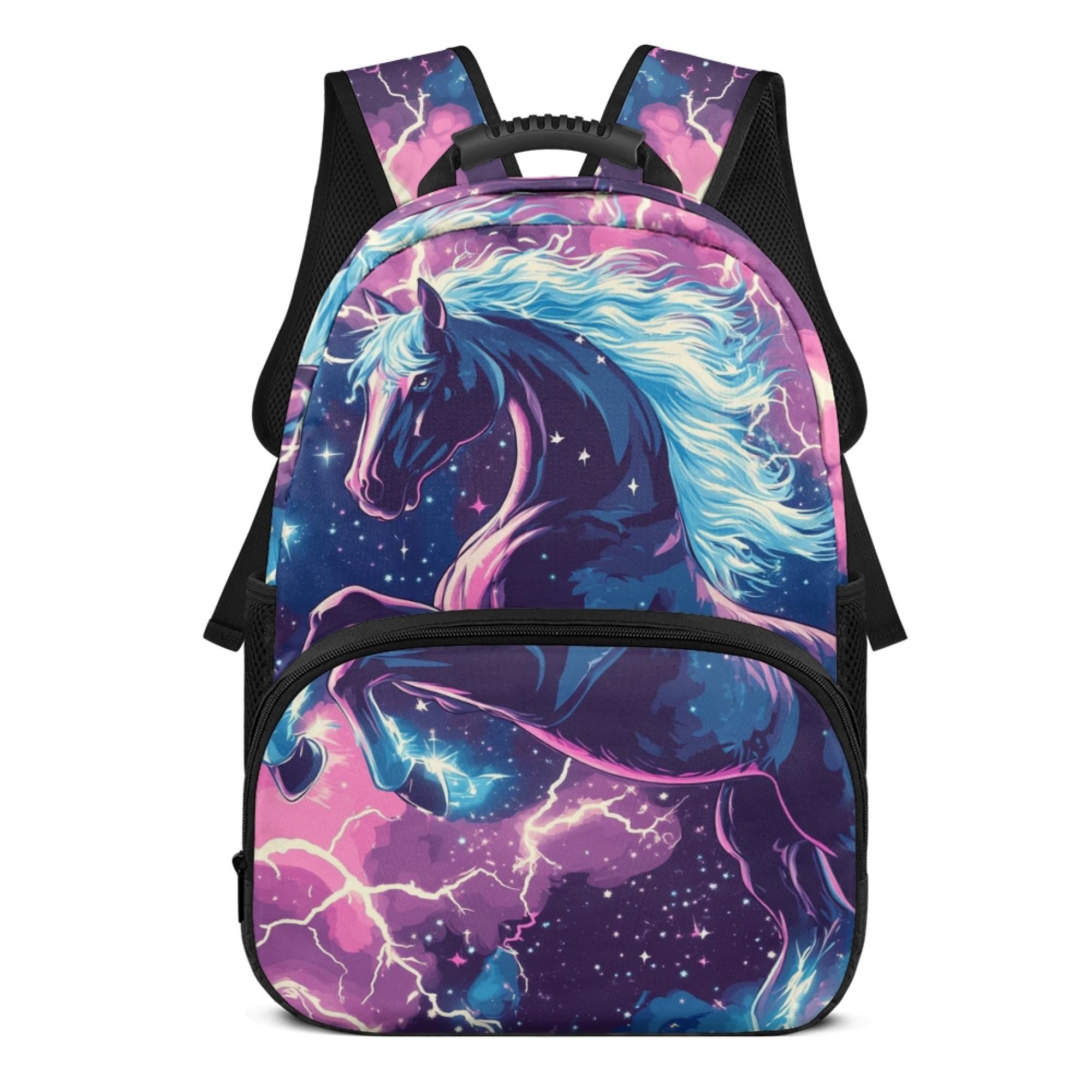 Giftbloom Horse Lightning Backpack for Boys Girls Comfy Padded Lightweight School Backpack with Front Pocket Smooth Zipper 17 Inch Large Capacity