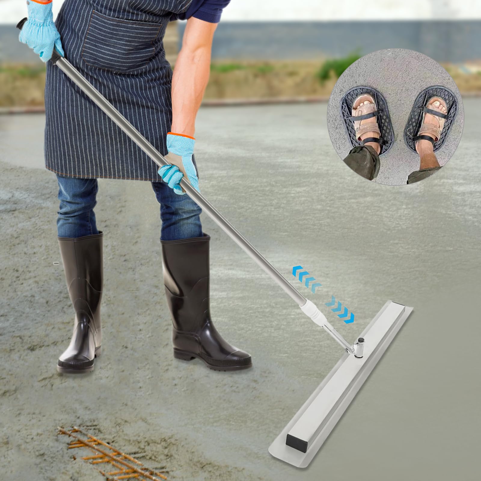 Paleta de hormigón, herramienta de acabado con zapatas para pulir superficies de cemento domésticas e industriales, ideal para alisar encimeras y paredes de hormigón