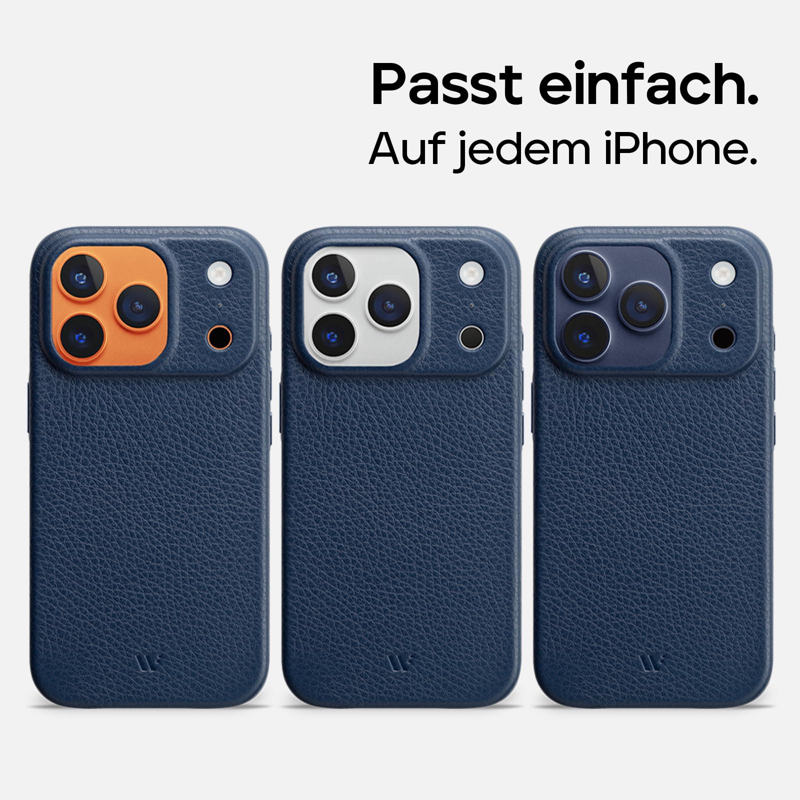 WIIUKA Hülle für iPhone 17 Pro, Leder aus Deutschland, Lederhülle extra Dünn, Premium Handyhülle, Case, Qi, skiin, Blau Nachtblau