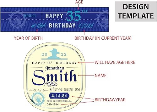 Miniatura 3 de Etiqueta personalizada de feliz cumpleaños para ajustarse a las botellas de tequila Don Julio