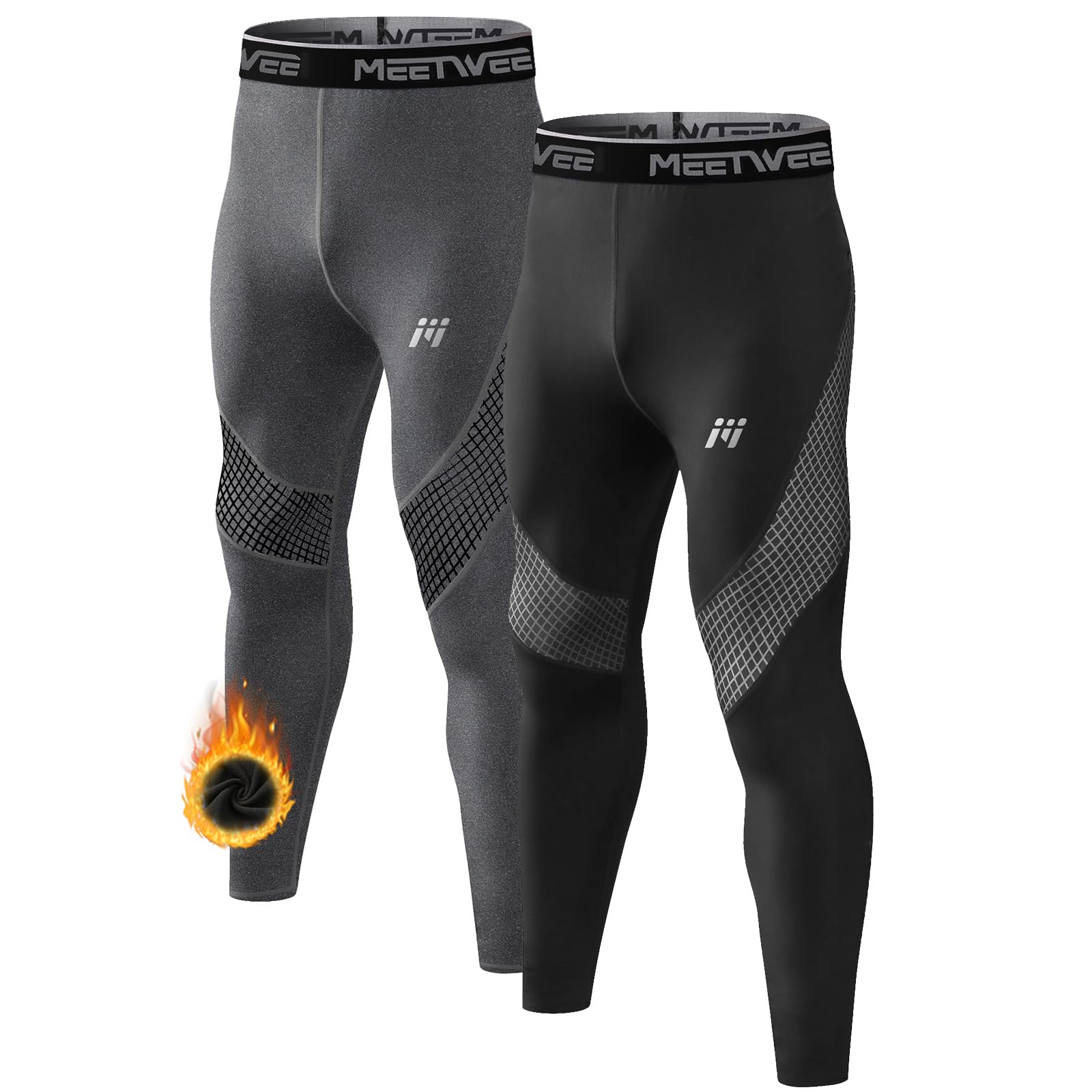 MEETWEE Men’s Thermal Underwear Long Johns, Winter Thermal Leggings Warm Compression Tights Base Layer Bottom Sports Pants Trousers Running Skiing Trainning