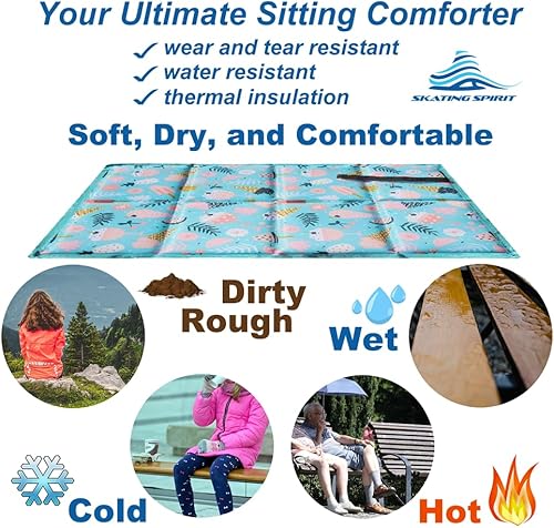 Miniatura 2 de Cojín plegable para asiento de patinaje con espíritu, acolchado de espuma plegable, cubierta de tela, ultraligero delgado, portátil, para el lavado