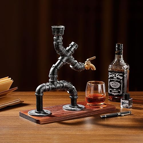 Miniatura 5 de Vida Brillante Dispensador de bebidas de whisky con alcohol para decoración de cueva de hombre, accesorios de barra dispensadora de licor steampunk