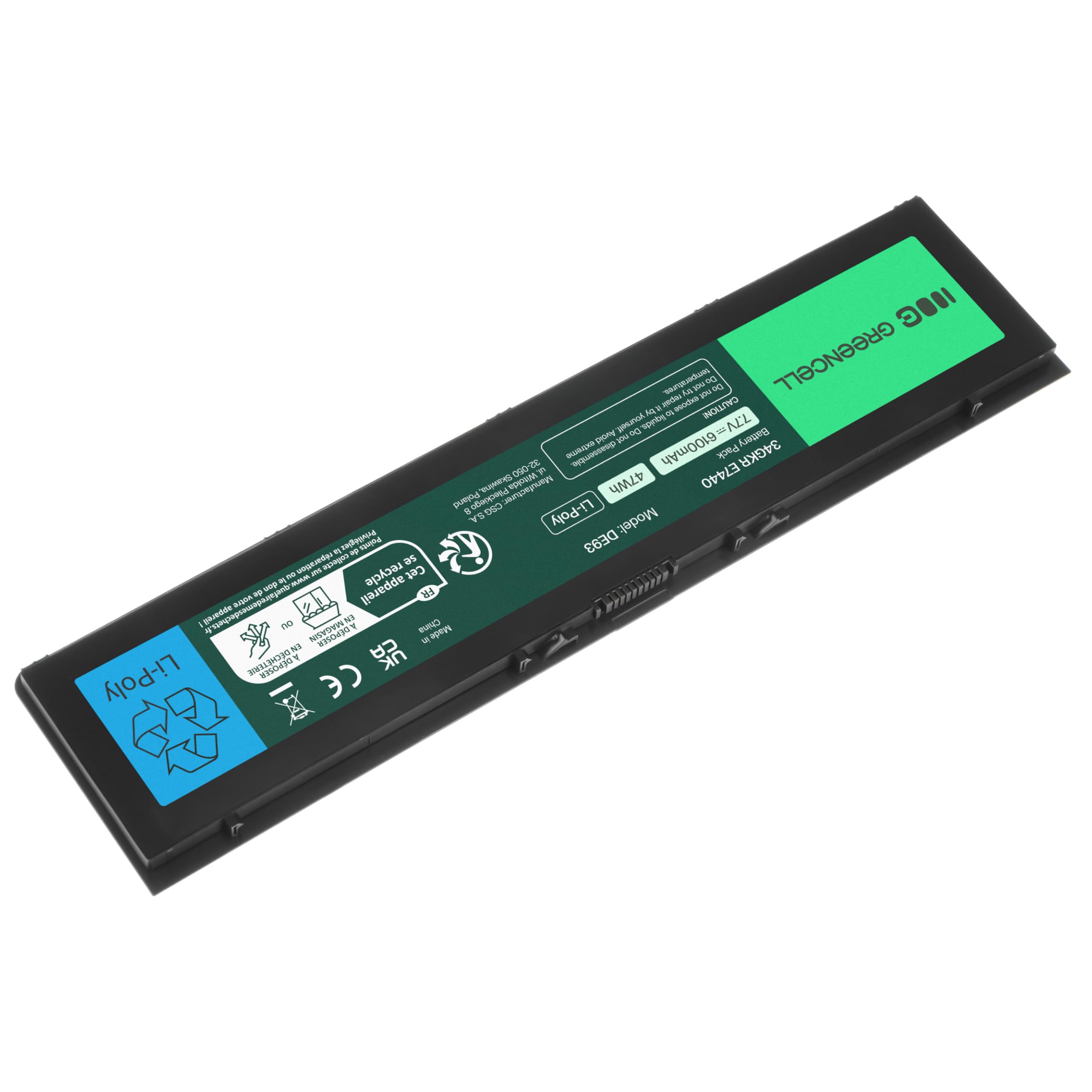 Green Cell Bateria do laptopa 34GKR 3RNFD PFXCR 909H5 F38HT WVG8T 0909H5 0WVG8T 451-BBFS do Dell Latitude E7440 E7450 (4500 mAh, 7.4-7.6 V, Kolor Czarny)