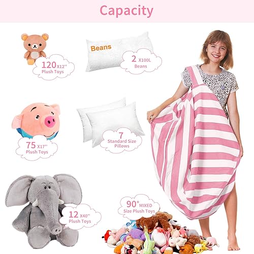 Miniatura 213 de Aubliss - Funda para organizar juguetes de felpa, se convierte en un puf cuando se rellena Se convierte en un puf para niños cuando está lleno. Aqua