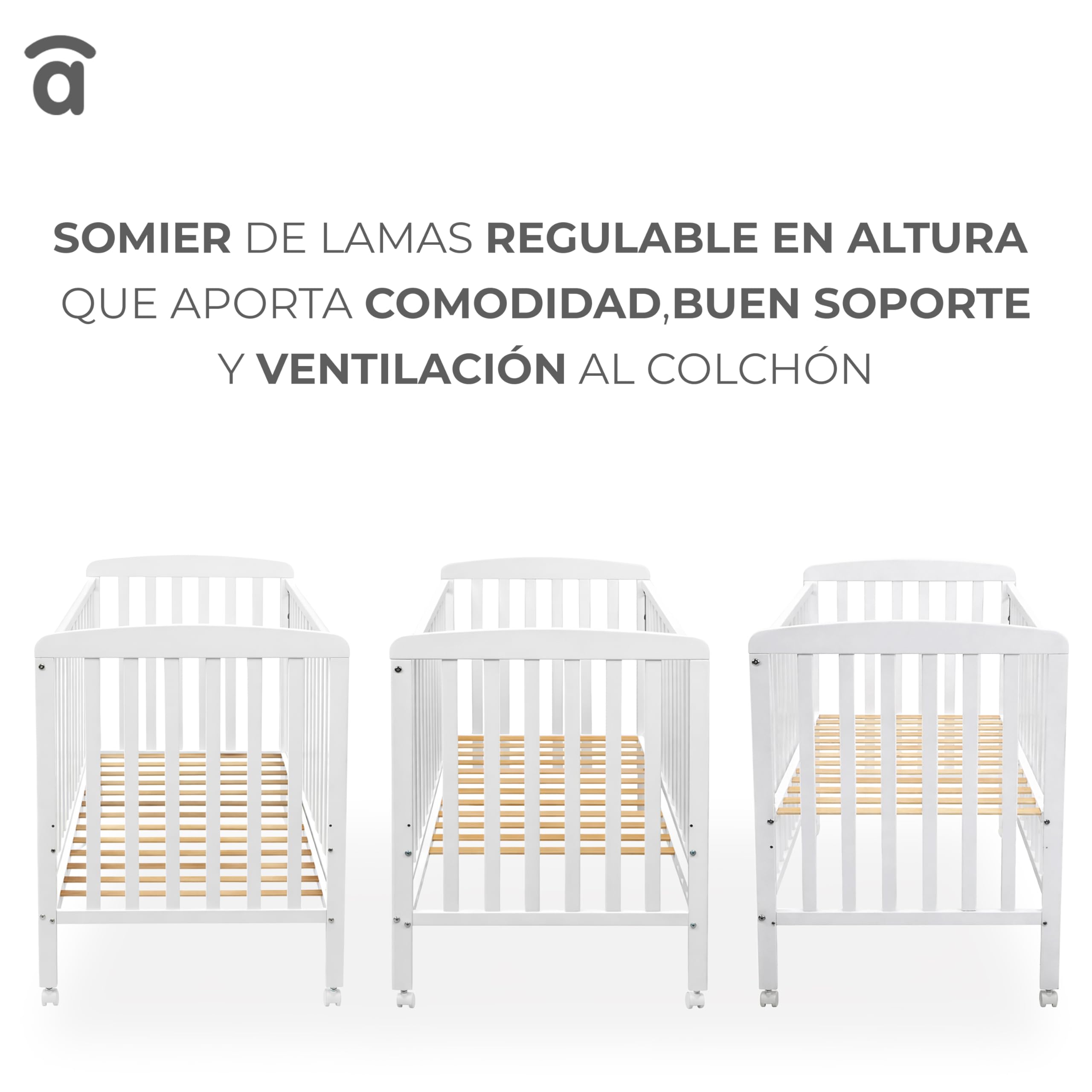 Asalvo 12371 - Cuna de madera, 120 x 60 cm, color blanco