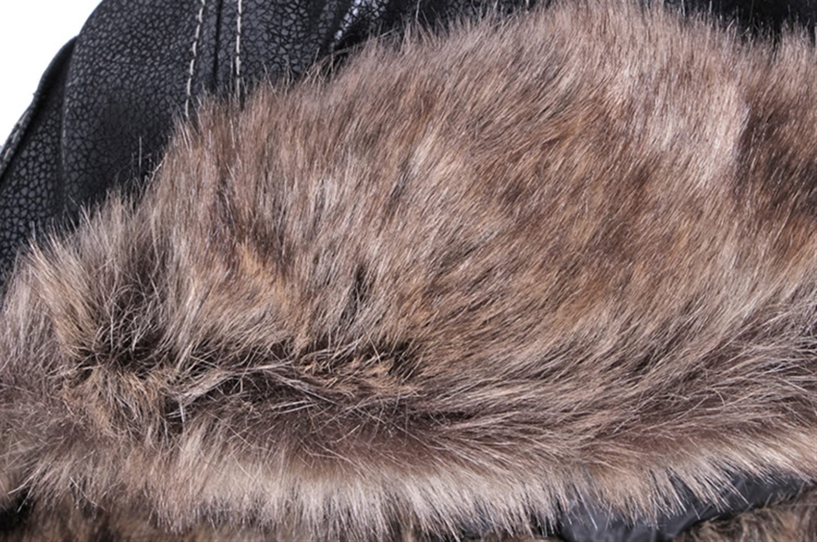 GIBZ Sombrero de Piel Sintética Hombre Mujere con Orejeras Gorro Ruso de Cuero para Invierno