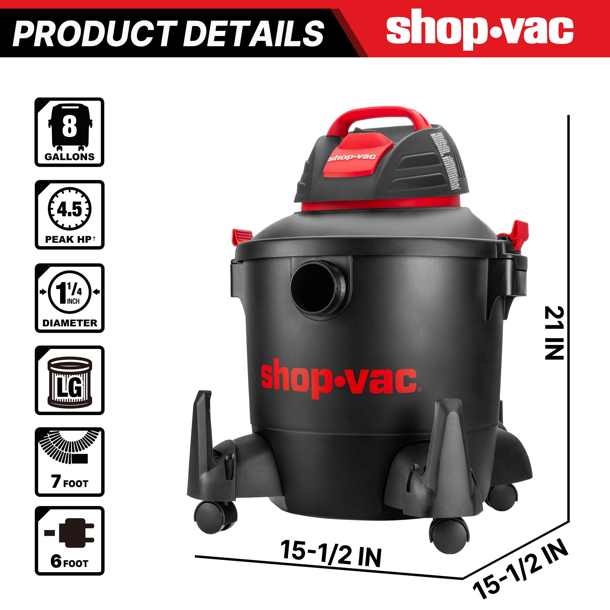 Shop-Vac 8 Gallon Wet/Dry Vacuum - Powerful Blower -3