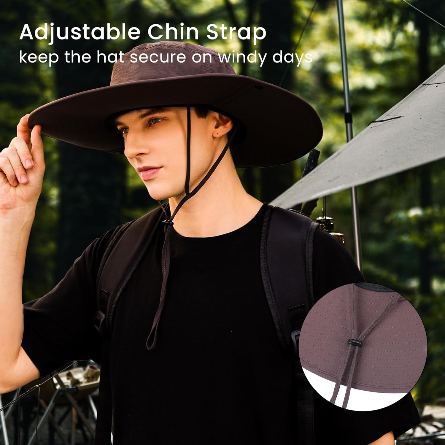 Pristis Wide Brim Fishing Hat, UPF 50++ Safari Sun Hat for Men Women, UV Protection Outdoor Foldable Breathable Boonie Hat - Image 7