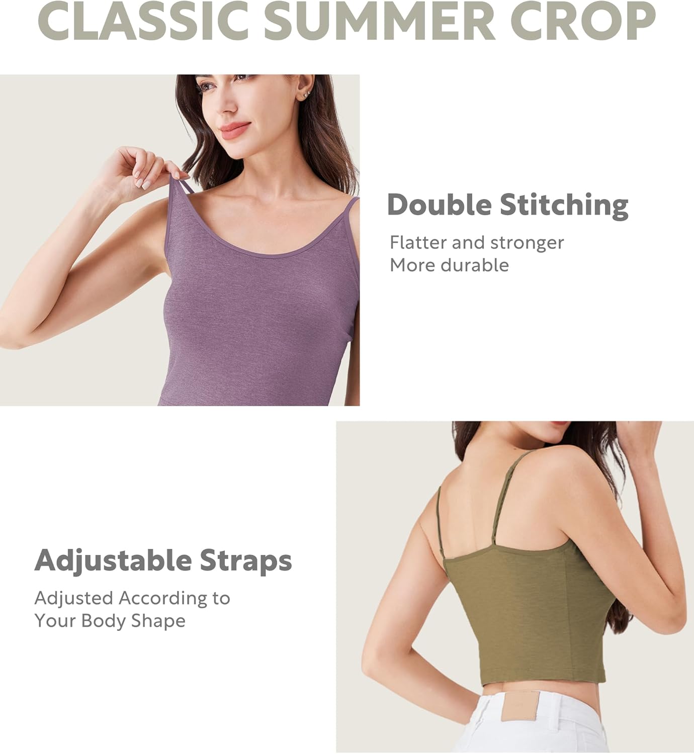 DAVID ARCHY Bamboo Rayon Cropped Tank Top Adjustable Spaghetti Strap Cami Cooling Base Layer for Sleep & Loungewear - Image 5