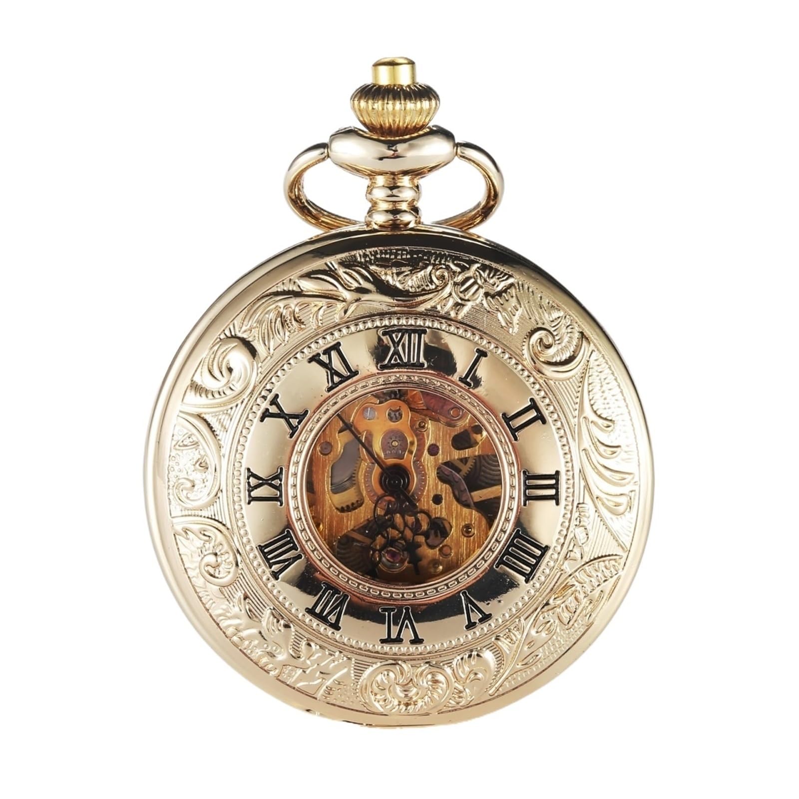Steampunk Vintage Mechanische Taschenuhr Skelett Zifferblatt Gravierte Fall Fob Kette Anhänger Sammlung Uhr