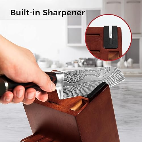 Miniatura 3 de Juego de cuchillos de 15 piezas con bloque para cocina, con afilador integrado, cuchillas ultra afiladas de acero inoxidable, mango ergonómico de