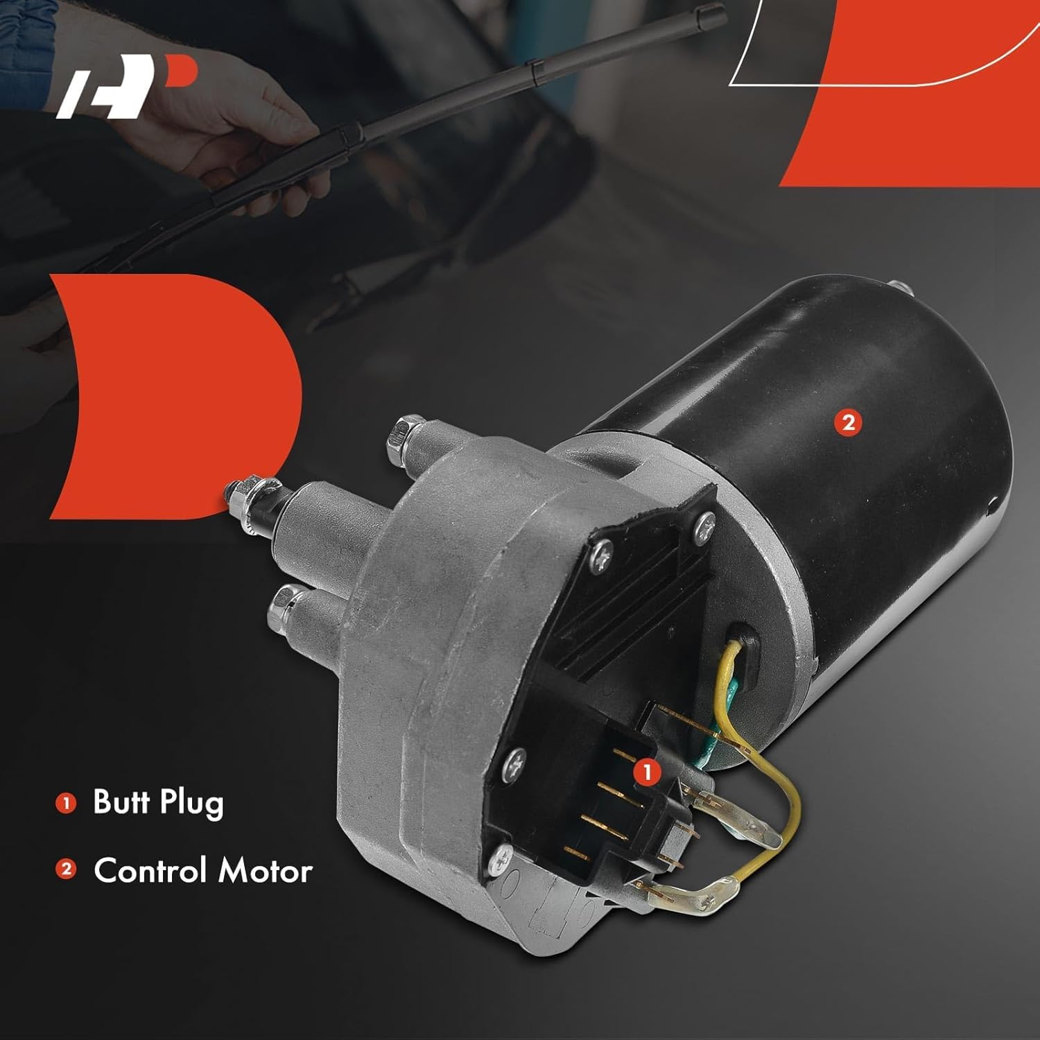 A-Premium Front Windshield Wiper Motor Compatible with Chrysler Town & Country, Lebaron, Laser & Dodge Caravan, Charger, B150 B250 B350, D100 D150 D250, W100 W150 W250 & Plymouth Caravelle & More