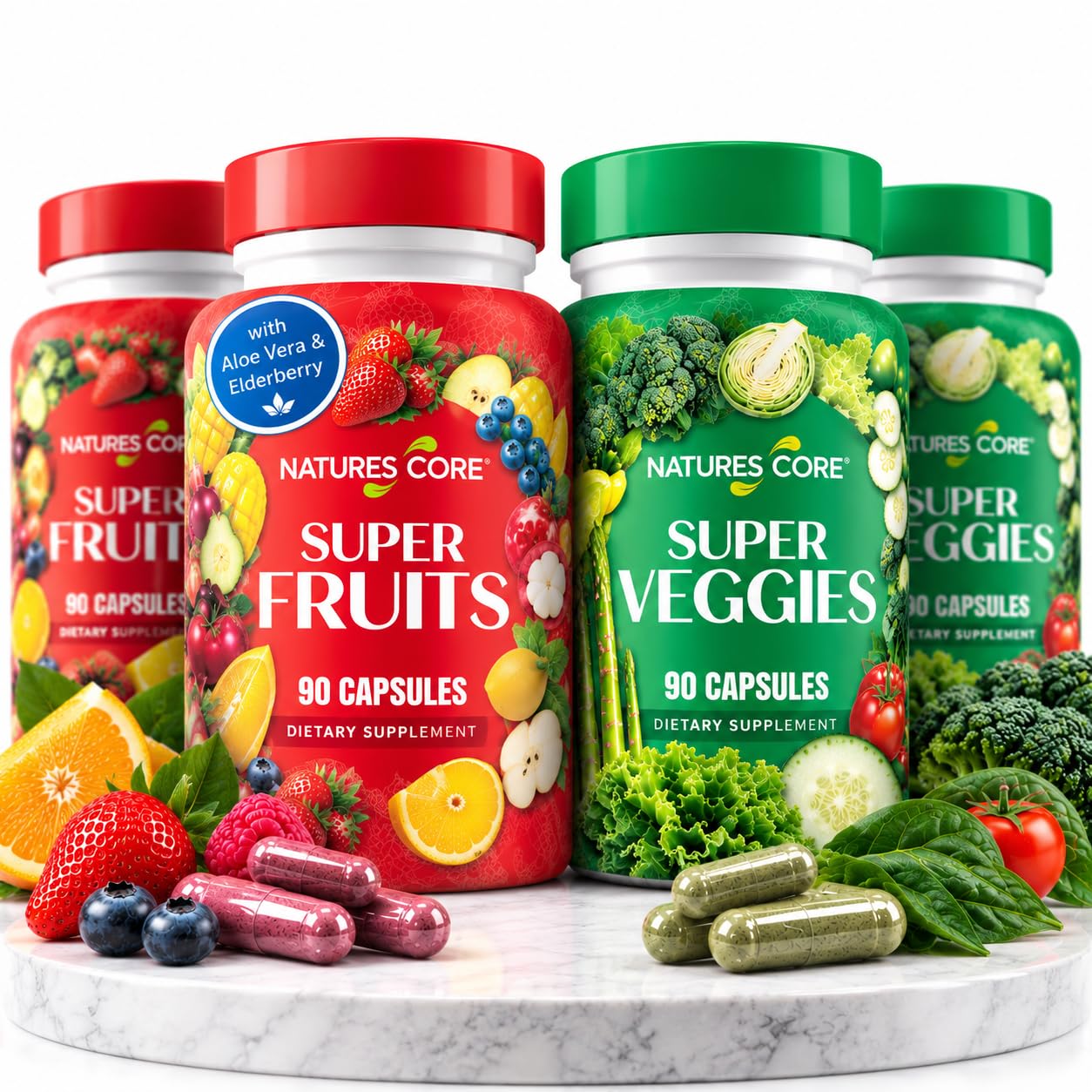 Nature's Core Fruits & Veggies Supplement, Whole Food, 360 Capsules
