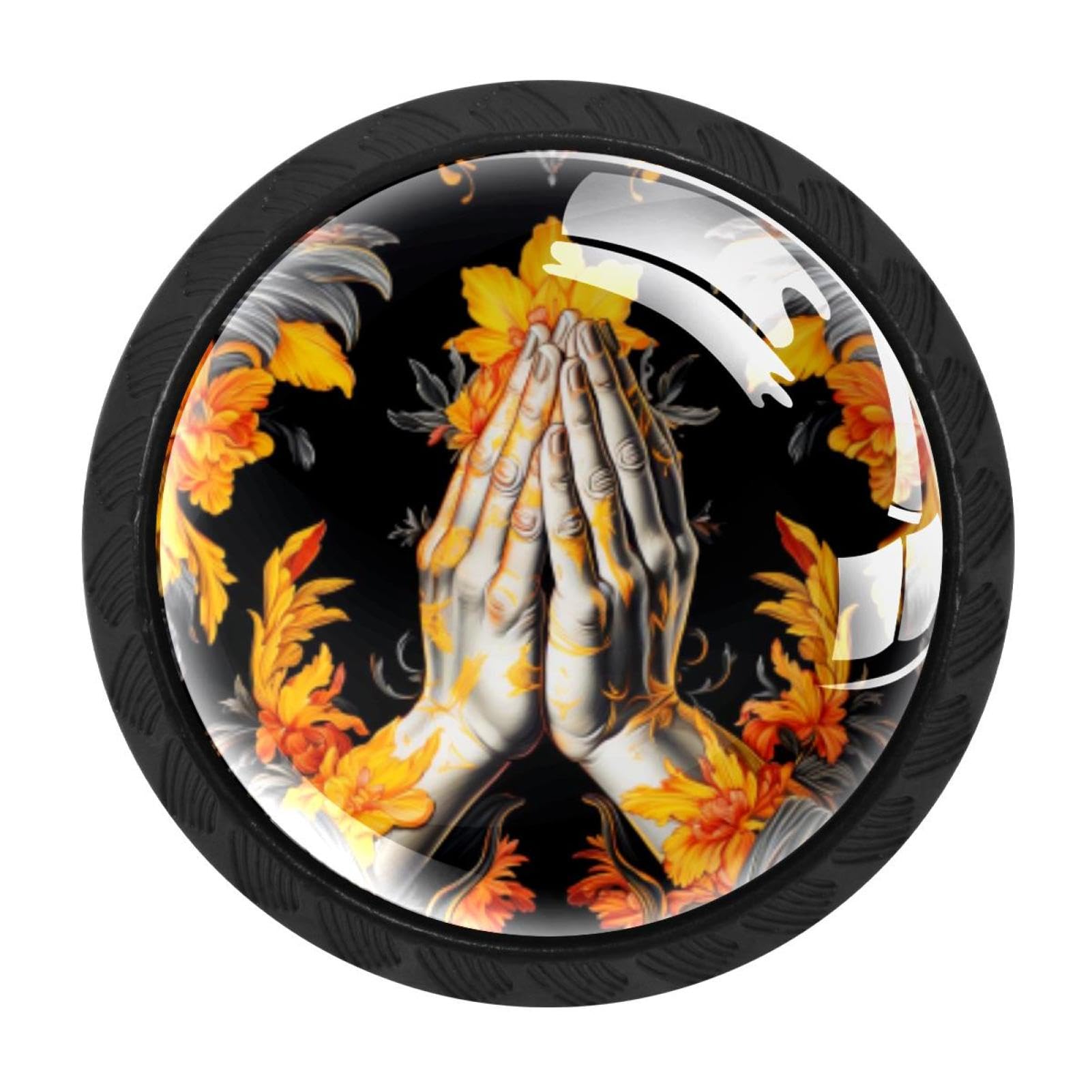 Chenzzzz Multicolored 09 4 Pack Praying Hands Dresser Drawer Cabinet Knobs Round Crystal Glass Knobs Pulls Handles For Kitchen Wardrobe Cupboard Door Hardware