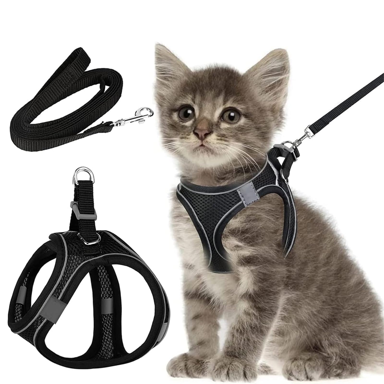 Amazon | 日本製 猫用 ハーネス - 抜けない お散歩セット (ブラック, S