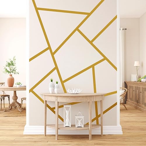 Miniatura 5 de Calcomanías de pared doradas a rayas, calcomanías de pared de línea metálica, calcomanías de pared modernas de vinilo minimalista geométrico para