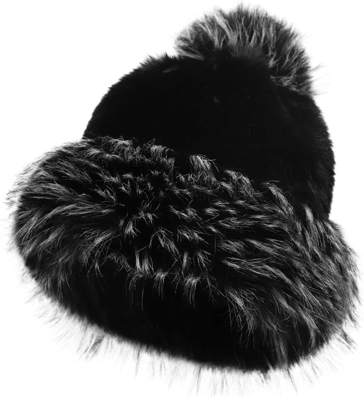 Women's Faux Fur Bucket Hats Russian Winter Windproof Fisherman Cap Pom Pom Snow Skiing Skull Cap Knit Beanie Earflap Hat - Image 2