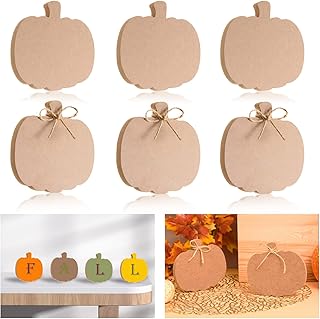 24 Pcs Fall Wooden Pumpkin Cutouts - Unfinished Thick Wood Pumpkin Shape...