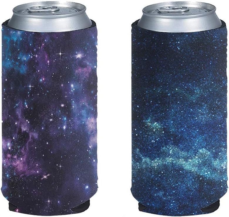 Babrukda Galaxy Can Cooler Coozie Sleeve Blank for 12, 16, 24 oz, Drinking Bottles Cans Slim Holders Can Cooler Cover, Perfect for Outdoors, Golf Course, Park, Sporting Events, BBQs, Picnic 2 Packs