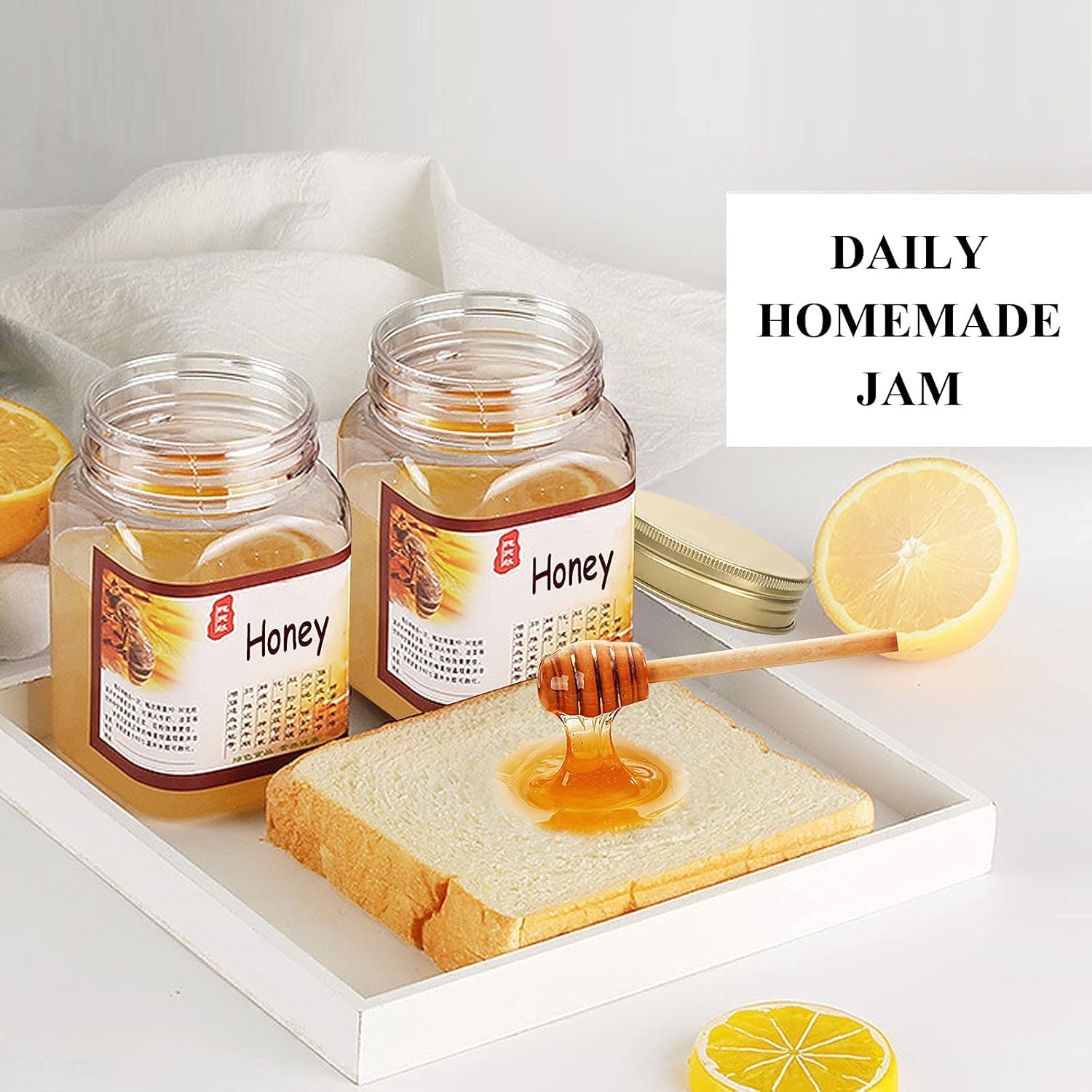 12 oz Transparent Jelly Mask Container with Colorful Metal Lid - BPA-Free Clear Refillable Wide Mouth Plastic Square Cosmetic Packaging Jars (6 pack) : Home & Kitchen