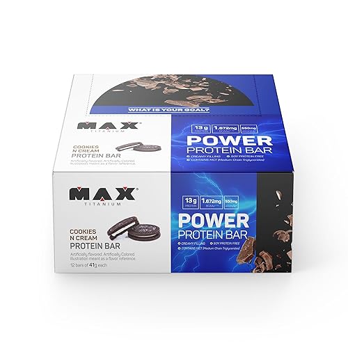 Max Titanium - Barra de proteína Power para soporte digestivo, aislado de proteína de suero de leche, galletas, barras de aperitivos, 1.4 onzas (12