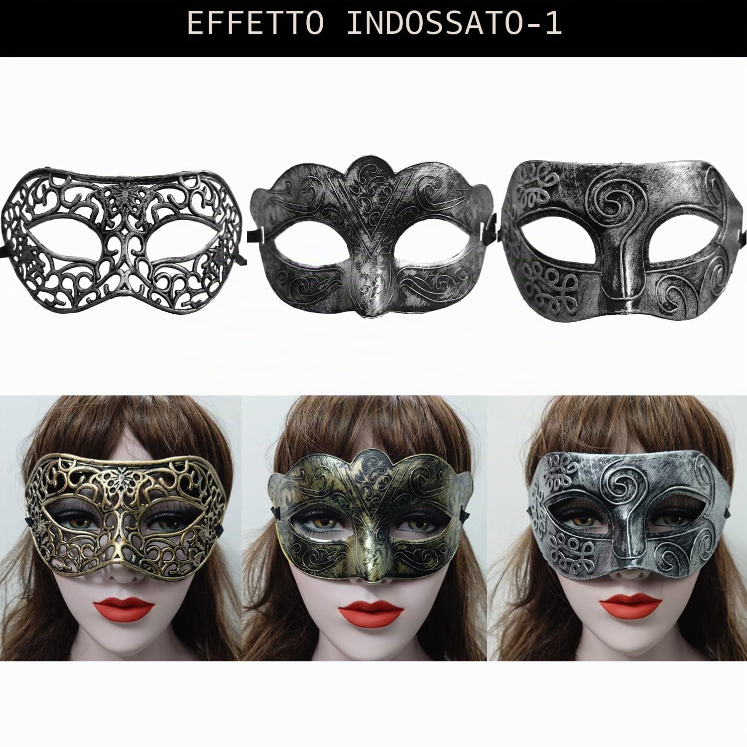 27 pezzi Vintage Maschere Antico Maschera Retrò Uomini Donne Maschera Unisex per Festa da Ballo Costume Veneziano - Oro, Argento, Bronzo