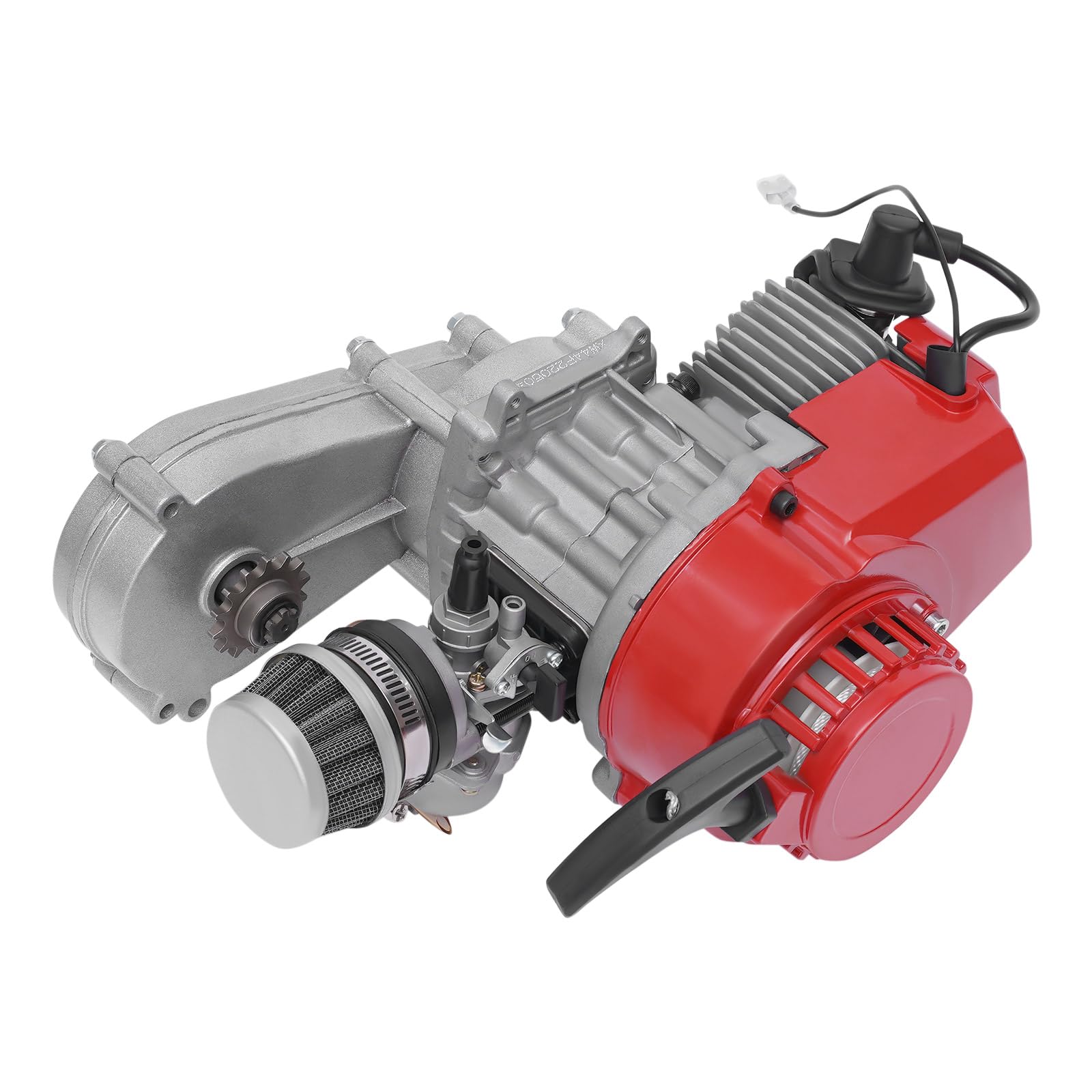 Motore 49cc Mini Moto, Motore a Due Tempi Monocilindrico, Raffreddato ad Aria, 1,7kW/3PS,Carburatore a Galleggiante,Avviamento a Fune Automatico,Alta Potenza e Durata,Compatibile Pocket Bike