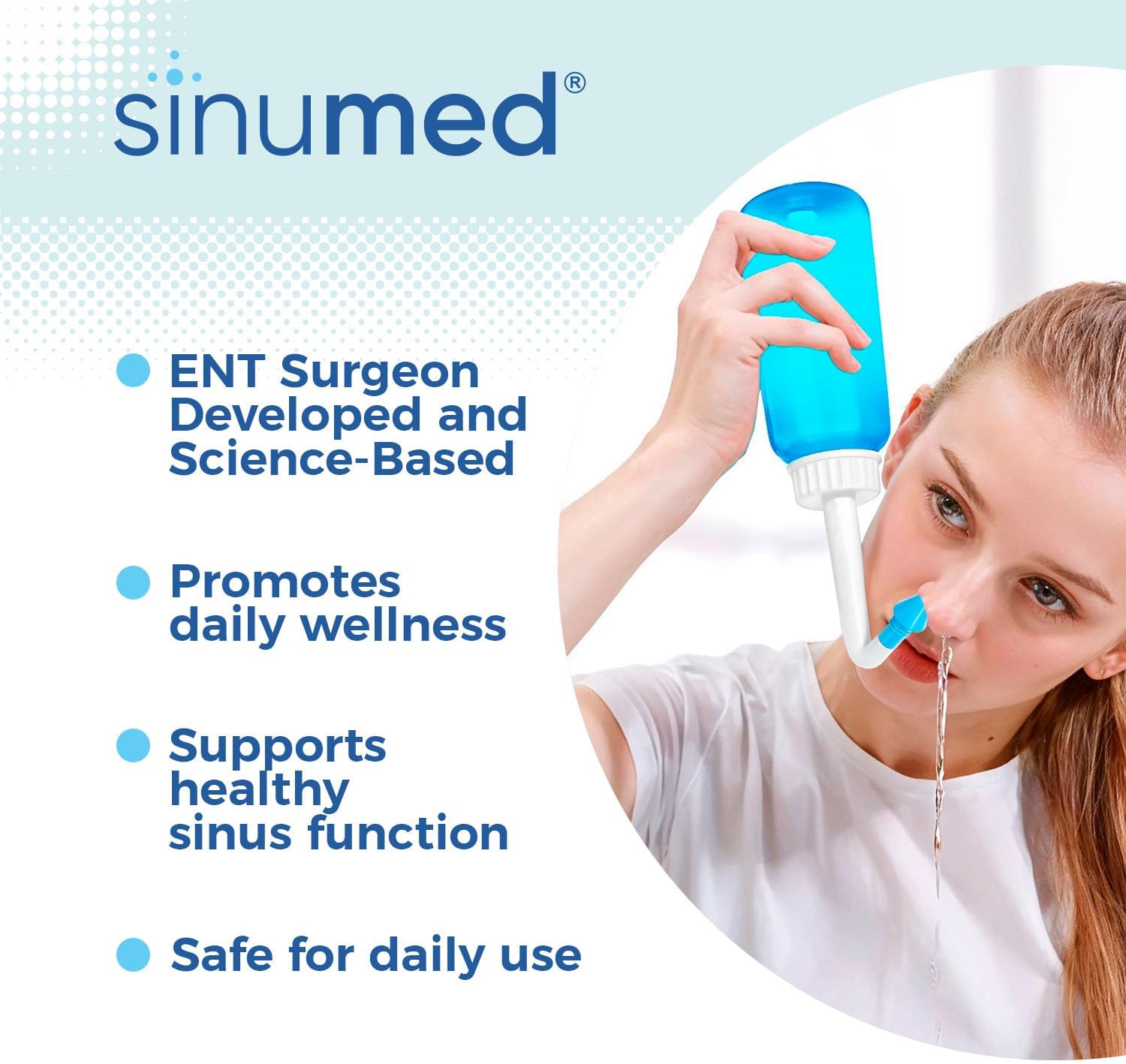 Sinus Rinse, 60PK Nasal Rinse Packets with Saline, Gravity Bottle, Alternative to Neti Pot, Helps with Allergy, Congestion, Cold Symptoms