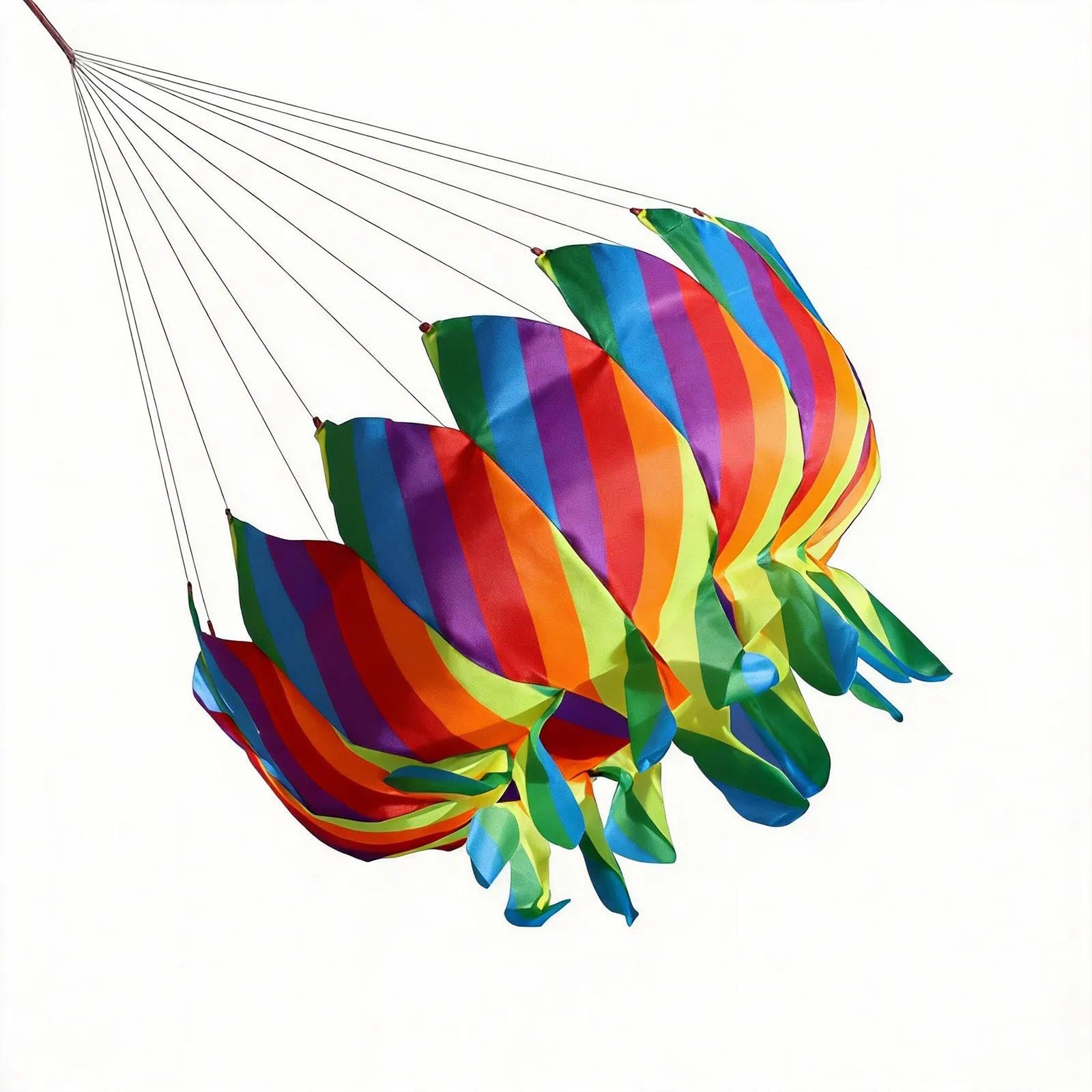 9KM DWLIFE Colorful Rainbow Flower Kite Tail Windsock Line Laundry Flower Tail Kite Flying