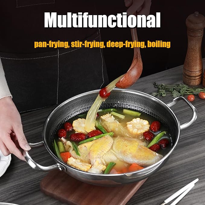 Wok Antiadherente de Acero Inoxidable con Tapa, 14.17 pulgadas miniatura 6