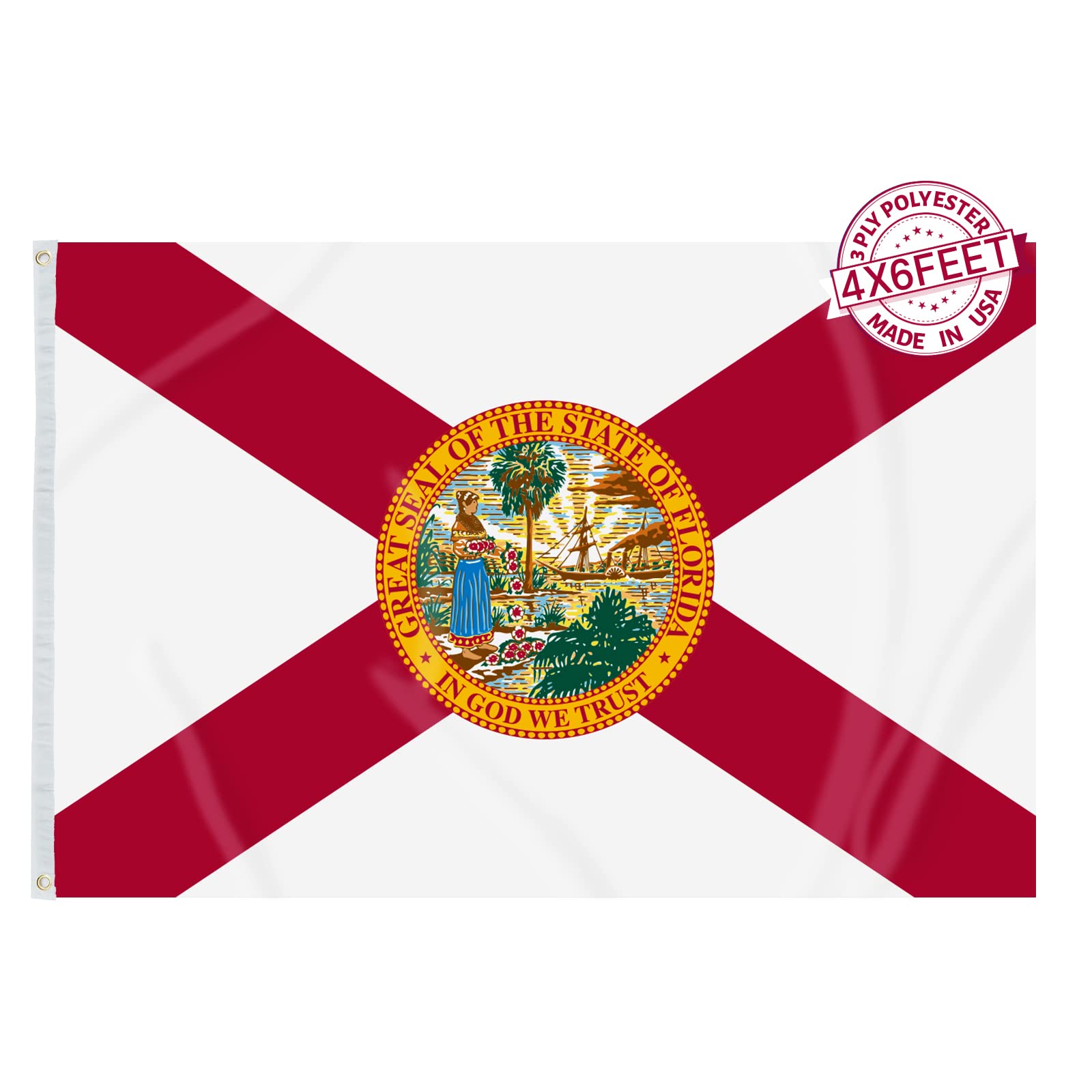 AMZFLAG Florida State Flag 4X6 ft Double Sided, Heavy Duty FL Florida Flags 3 Ply Polyester for Outdoor