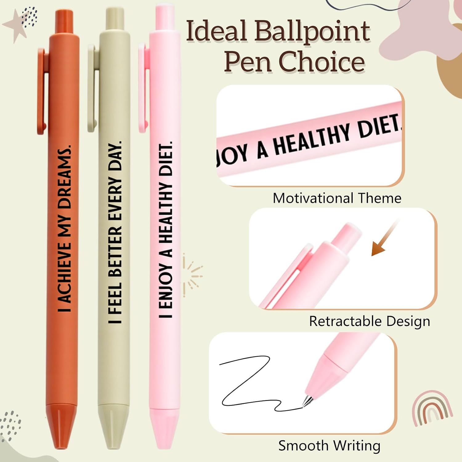 Funrous 48 Pcs Positive Affirmation Pens Bulk Retractable Color 4 image 3