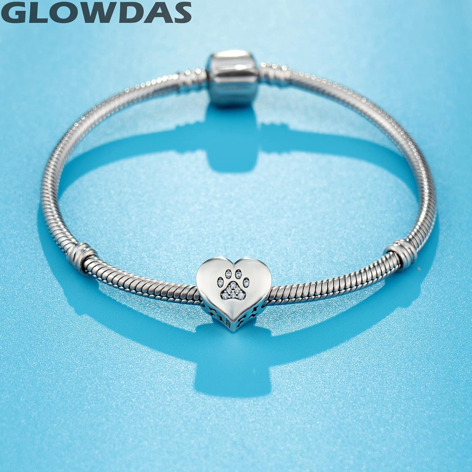 Dog Paw Print Charms on My Heart fit Pandora Animal Pet Bracelet, 925 Sterling Silver Puppy/Cat Pawprint CZ Beads with Dog Bone, Gifts for Grandma/Mothers Day/Mom/Daughter - Image 3