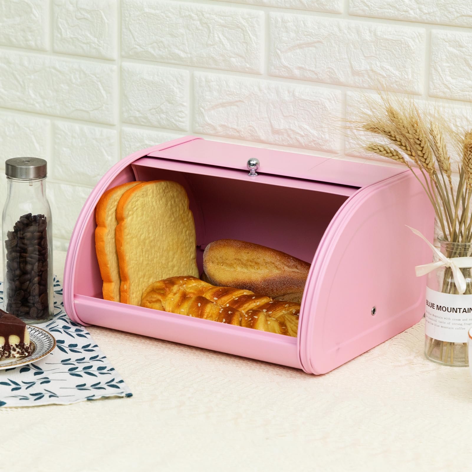 Boîte à Pain En Métal Avec Couvercle HOUSLUX - 30x18x16 Cm, Gris Foncé - Conservation Longue Du Pain, Biscuits