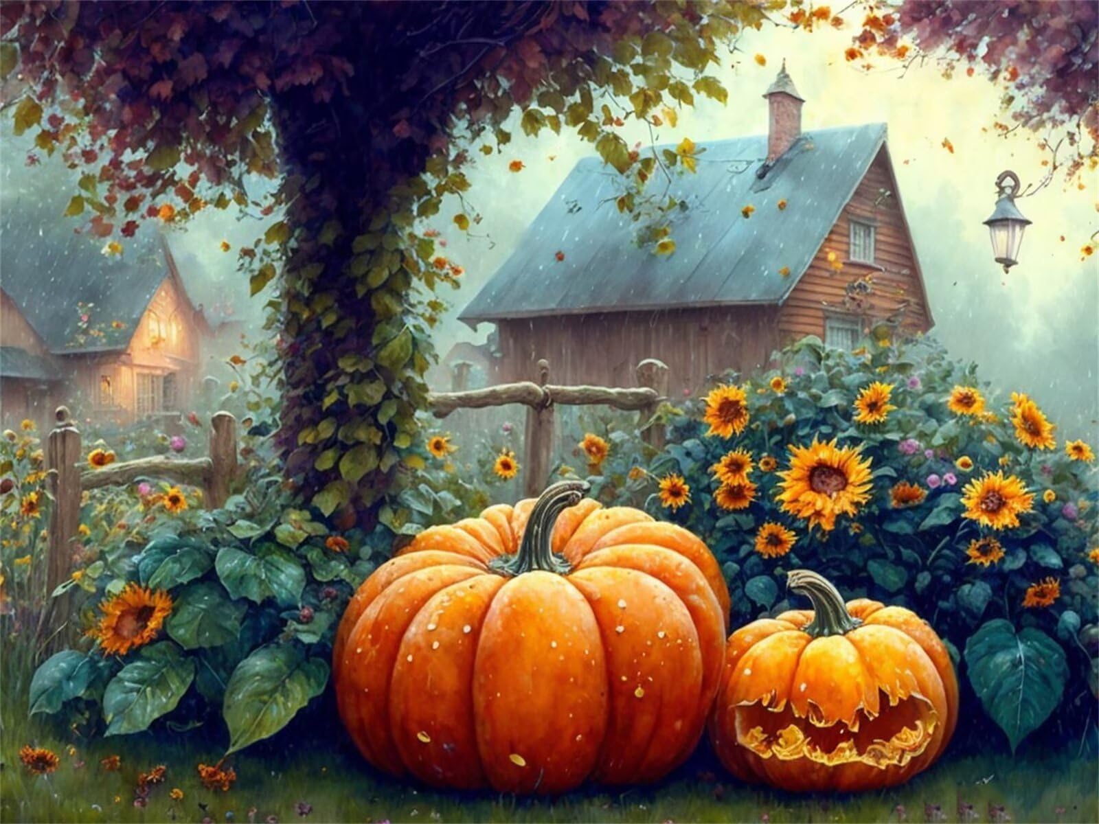 Puzzle 4000 pezzi per Adulti Zucca da giardino, 141x87cm Puzzle Impossibile e Difficili, Puzzles Decorativo per Soggiorno e Camera, Idea Regalo per Amanti dei Puzzle
