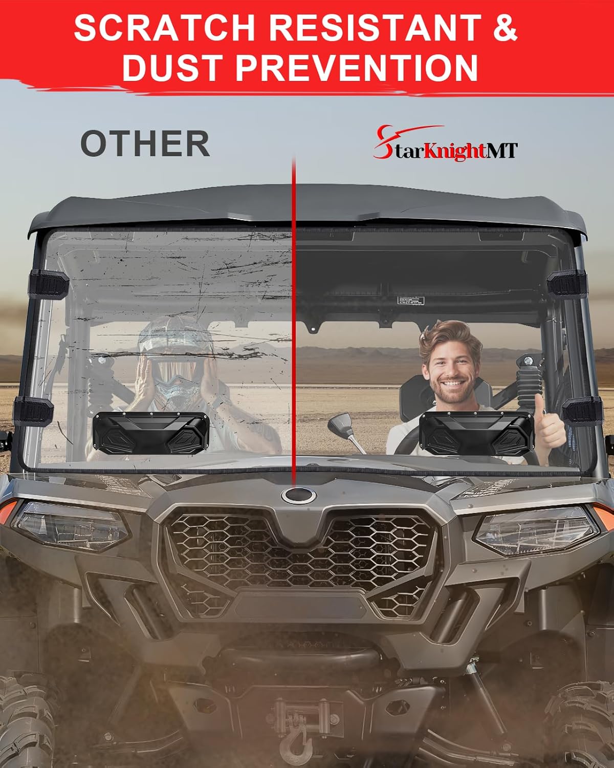 StarknightMT UForce 600 Front Windshield Vented Scratch Resistant Window Compatible with CFMOTO UFORCE 600 2021-2026/ 800XL 2025 2026 Clear UTV Full Windshield PC