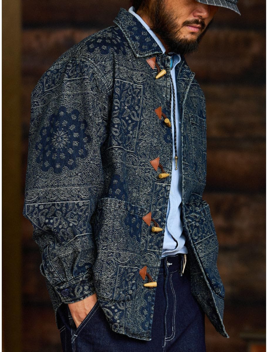 karaku] デニムシャツ メンズ 長袖 綿100% カジュアルアウター