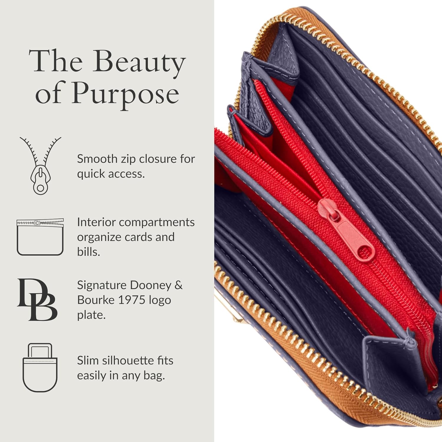 Dooney & Bourke Pebble Grain Medium Zip Around Wallet