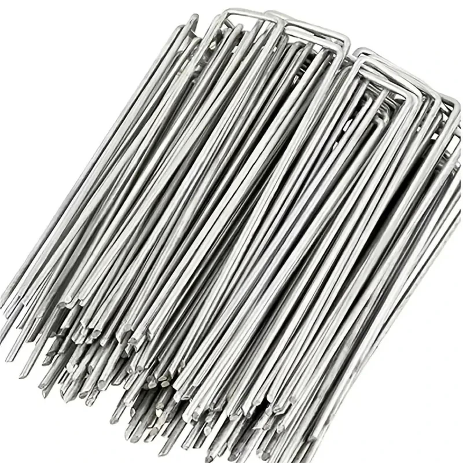 100 graffette da Giardino 3 mm, picchetti a Forma di U, for Tende Resistenti, Fissaggio for Erbacce per Giardini(4cm X 10cm)