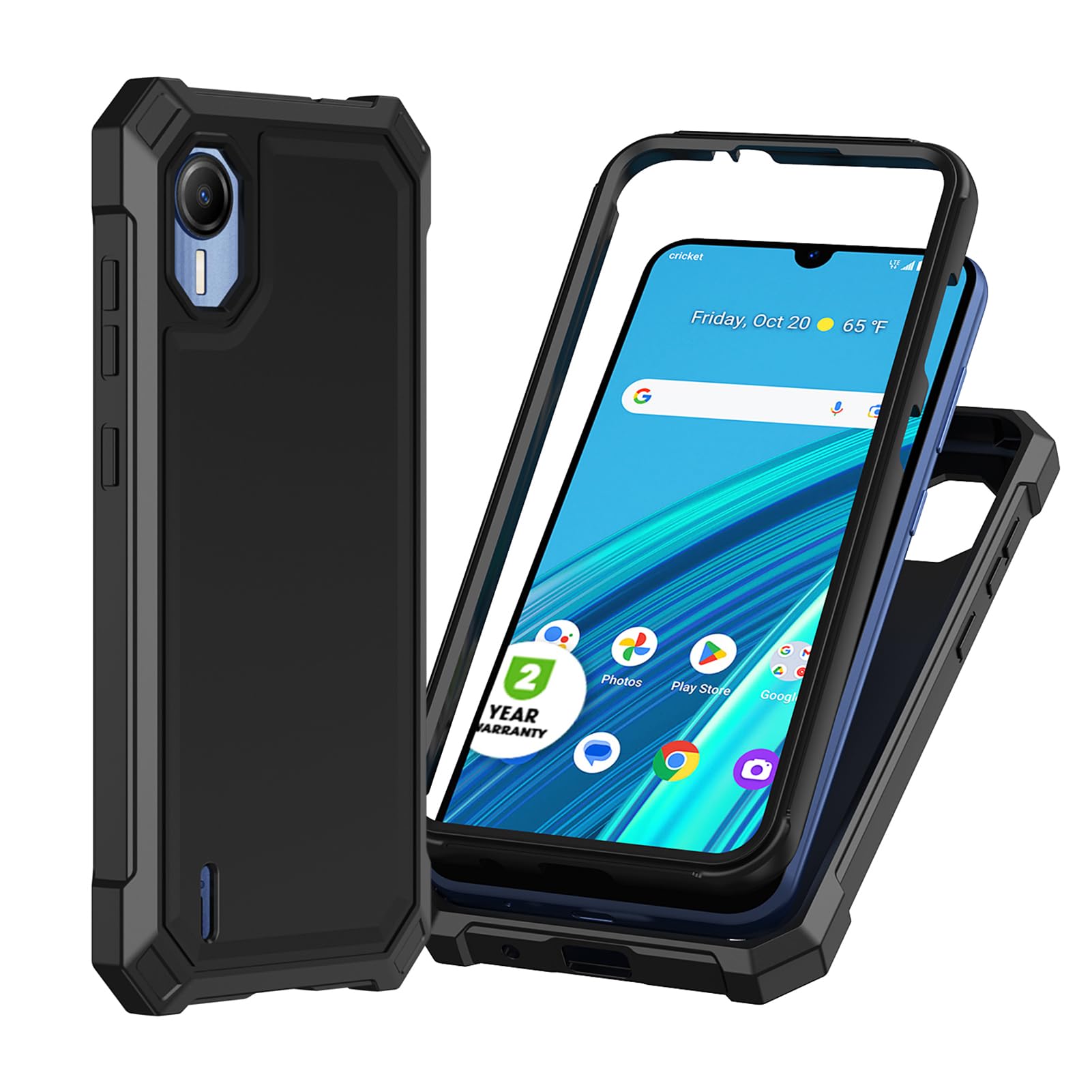 Ailiber for Cricket Debut S2 Case, ATT Calypso 4 Case with Screen Protector, Dual Layer Structure Protection, Shockproof Corners TPU Bumper, Heavy